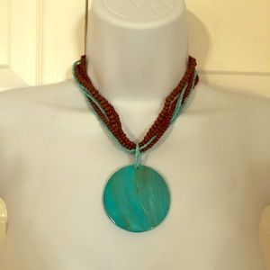 Turquoise and Brown Choker